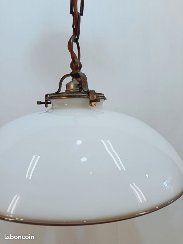 Suspension/plafonnier vintage opaline blanc (image 3)