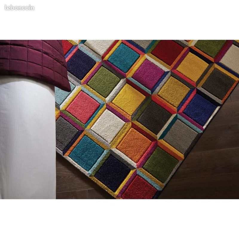 Tapis cubique multicolore moderne pour salon Waltz Multicolore 66x230 (image 2)