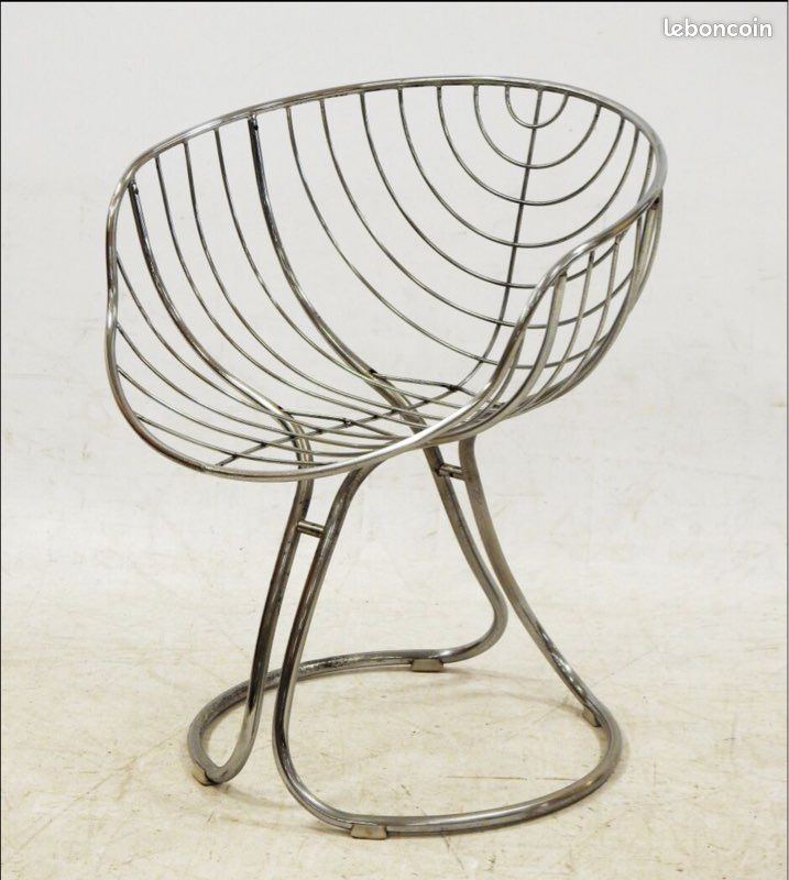 Fauteuil design Gaston Rinaldi chromé 1970 (image 1)