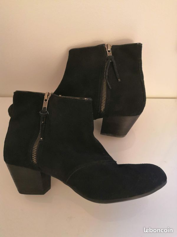 Bottines femme daim noir (39) (image 5)