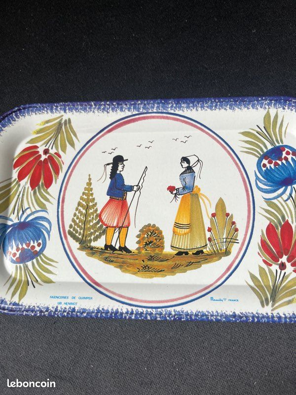 Lot de 3 petites plateaux en étain Quimper Faïenceries Henriot HB (image 3)