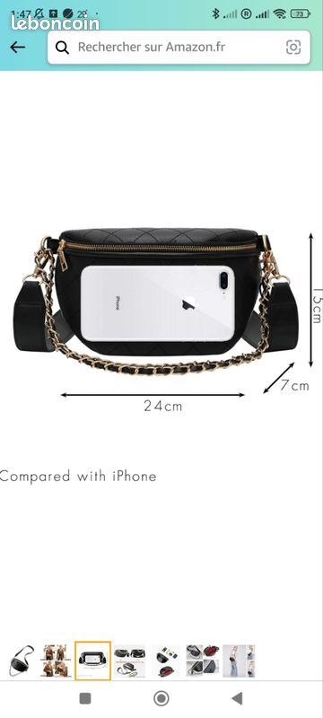 Petit sac noir banane bandoulière femme (image 5)