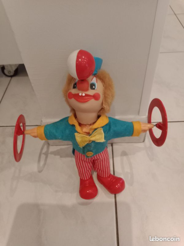 Jouet Ancien Automate Clown Avec Accordéon - Filoguidé - Fonctionnement Mécanique