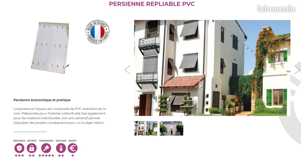 Volet/persienne repliable pvc gris clair SOTHOFERM (image 1)