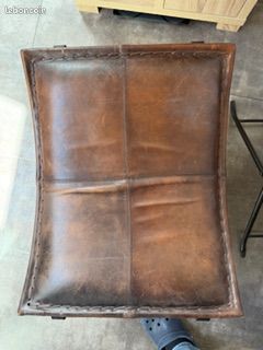 Siègle pliable cuir et fer noir (image 8)