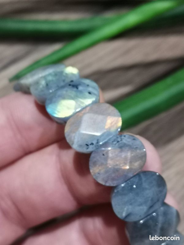 Bracelet Perles Labradorite Naturelle - Sur Mesure 4mm, élastique, Pierre Gris Noir
