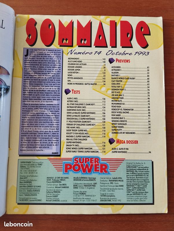 Super Power N°14 (1993) Spécial Jurassic Park & DBZ (Poster inclus) (image 2)