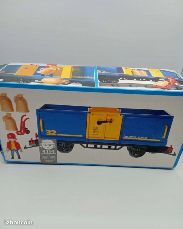 Playmobil 4114 Güterwagen offen blau/gelb in OVP | Kaufen auf