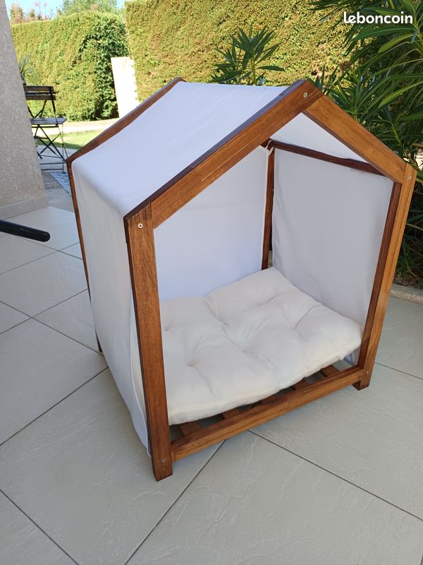 Niche d'intérieur pour Chien en Bois et Tissu Style cabane scandinave (image 3)