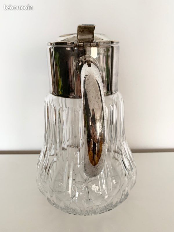 Importante carafe en cristal et métal argenté (image 4)
