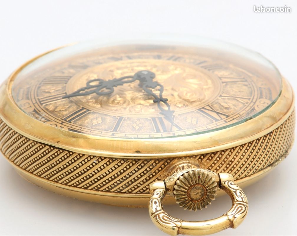 Montre à Gousset De Table Azura Années 1960 - Mécanique, Laiton Doré, Chiffres Romains, Très Belle Occasion