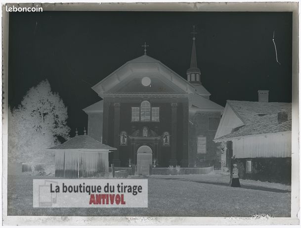 Plaque De Verre Photo Ancienne 9x12 Cm - Saint-Nazaire, église - Négatif Noir Et Blanc