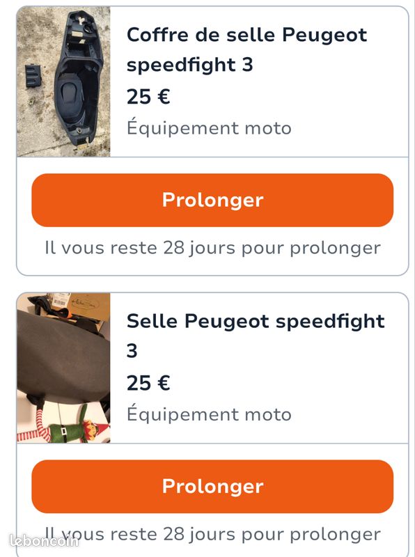 Coffre avec selle Peugeot speedfight 3 (image 1)