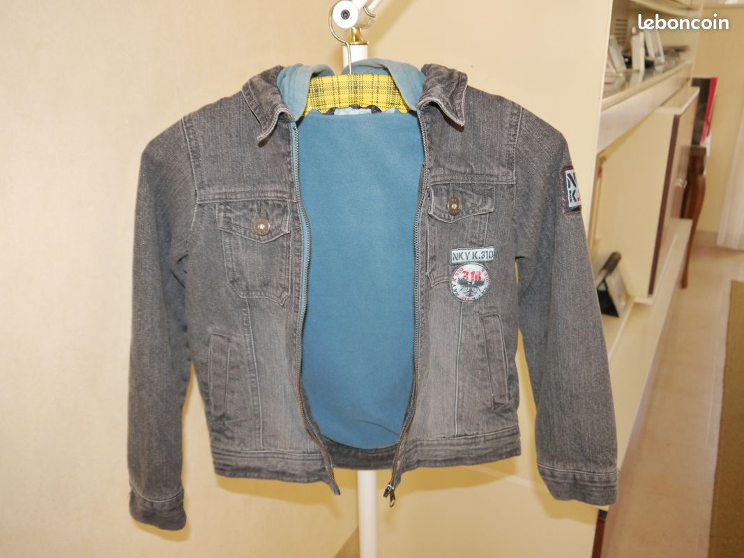 Blouson jean gris doublé polaire T. 8 ans (image 2)