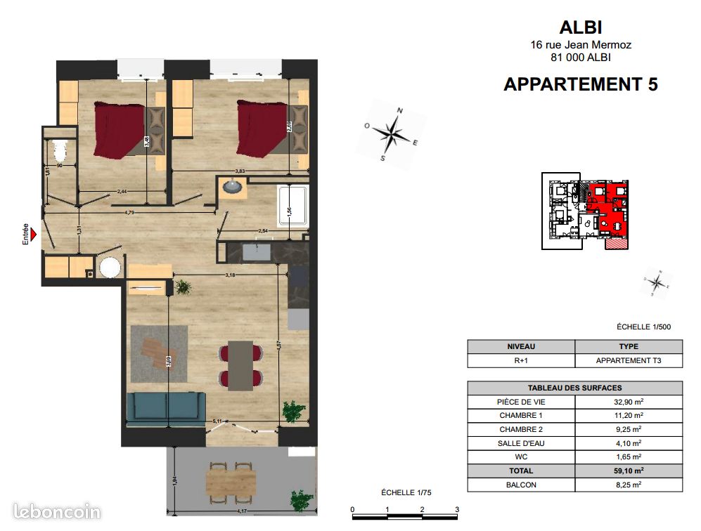 Appartement 3 pièces 60 m² · à Albi · 60 m² · 225 000 €
