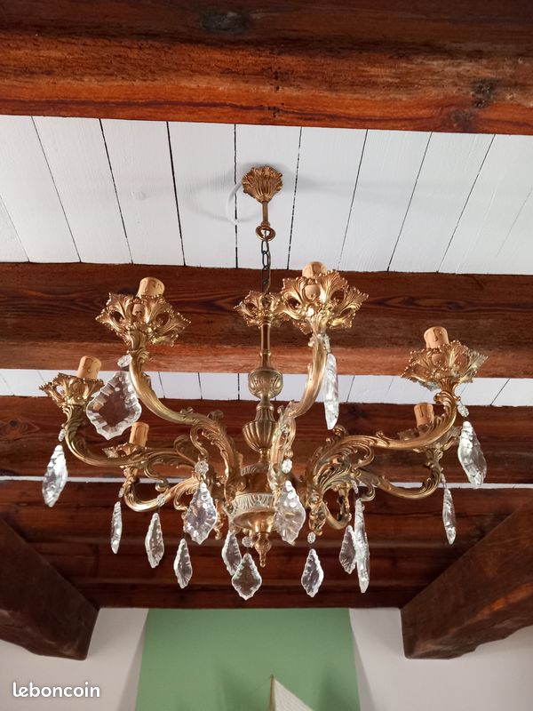 Lustre en bronze 8 branches (image 1)