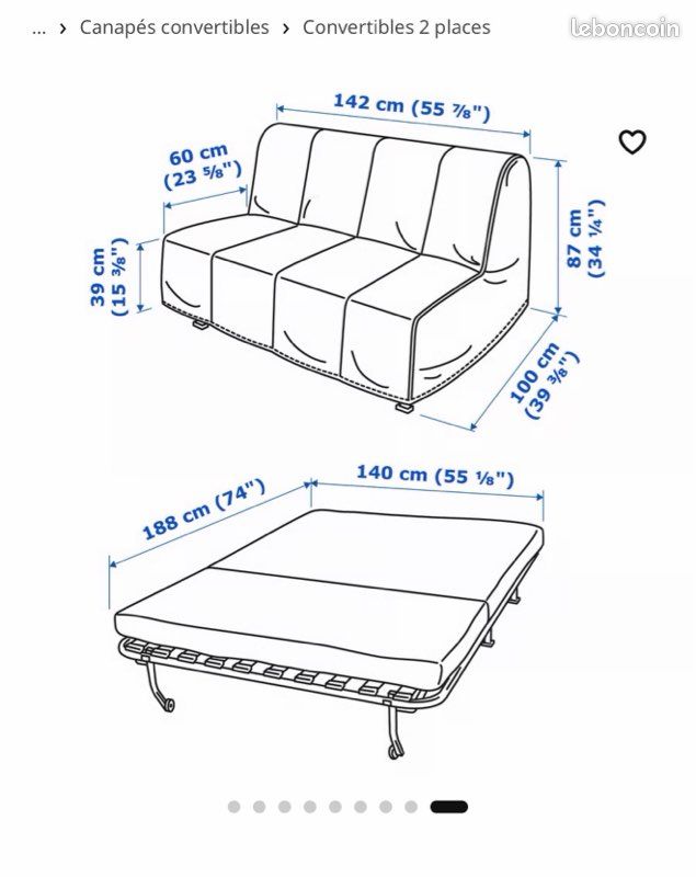 Lycksele IKEA canapé convertible lit (image 1)
