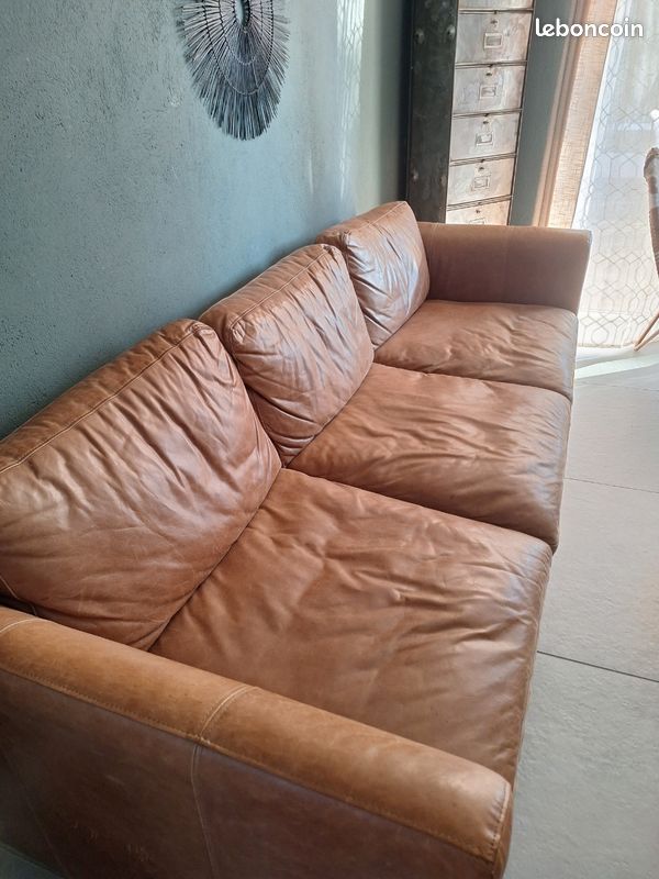 Canape cuir marron maisons du monde (image 3)