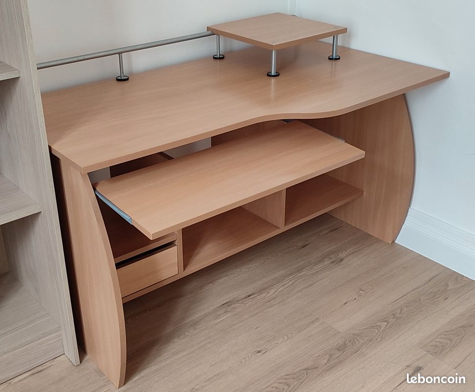Bureau - meuble informatique aspect hêtre (image 3)