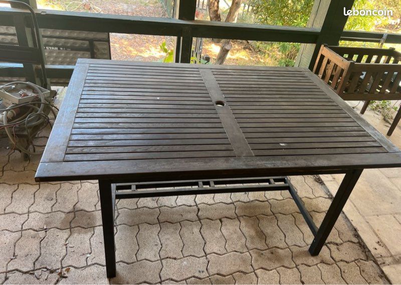 Table et chaises bois salon jardin (image 2)
