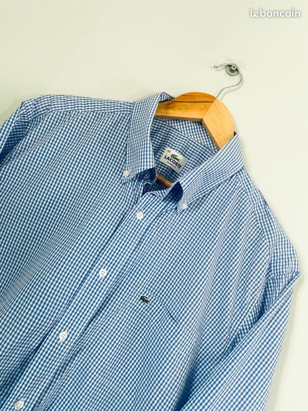 Chemise Homme Relco à Carreaux Bleu Et Blanc - Style Rétro Et Ajusté - Neuve Avec étiquettes