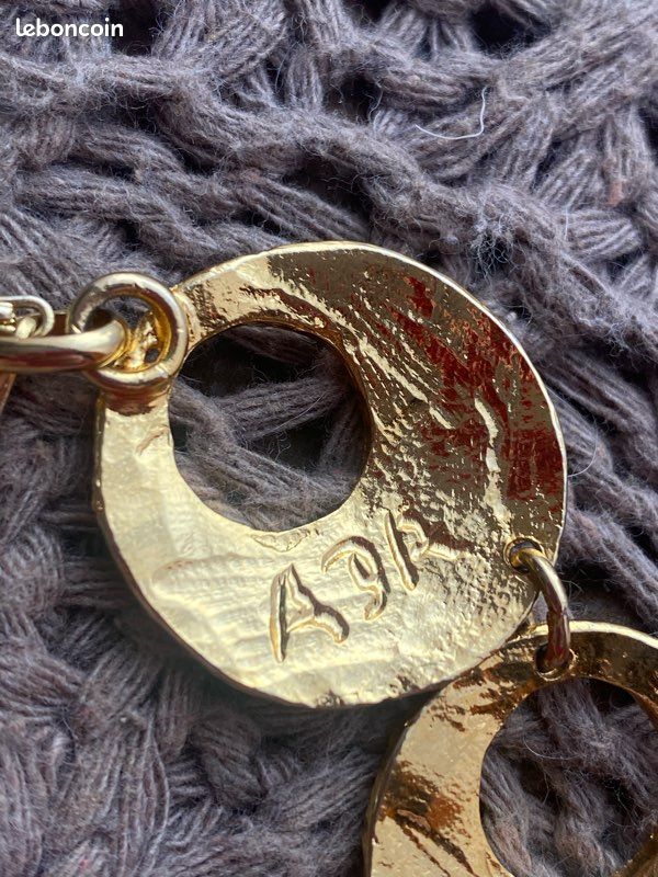 Collier Vintage Style Brutaliste - Pendentif Ovale Pierre Brun Rouge