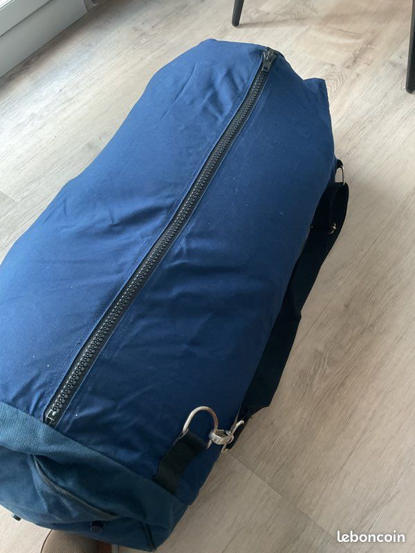 Grand Sac De Voile Bleu Ancien 84x42cm - Sac Marin D'occasion