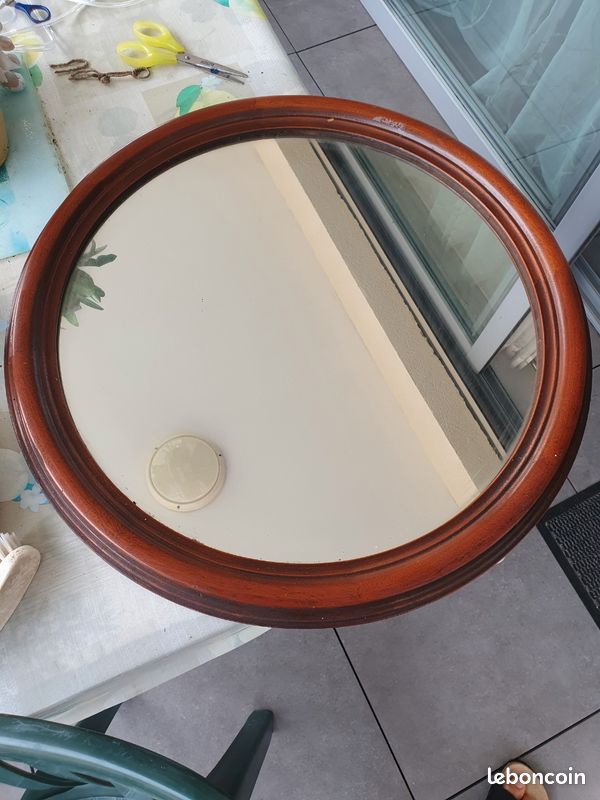 Miroir rond bois (image 1)
