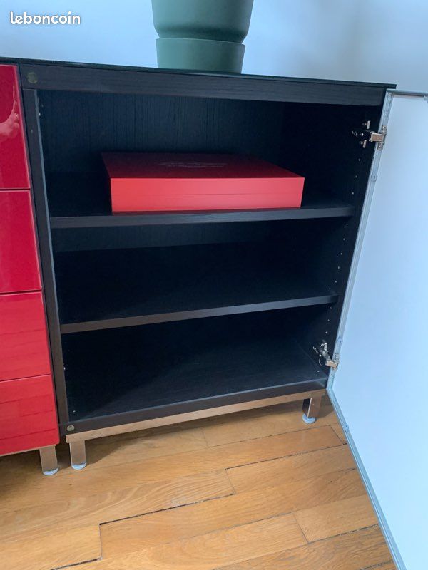 Buffet Besta IKEA noir et plaque de finition laquée (image 3)