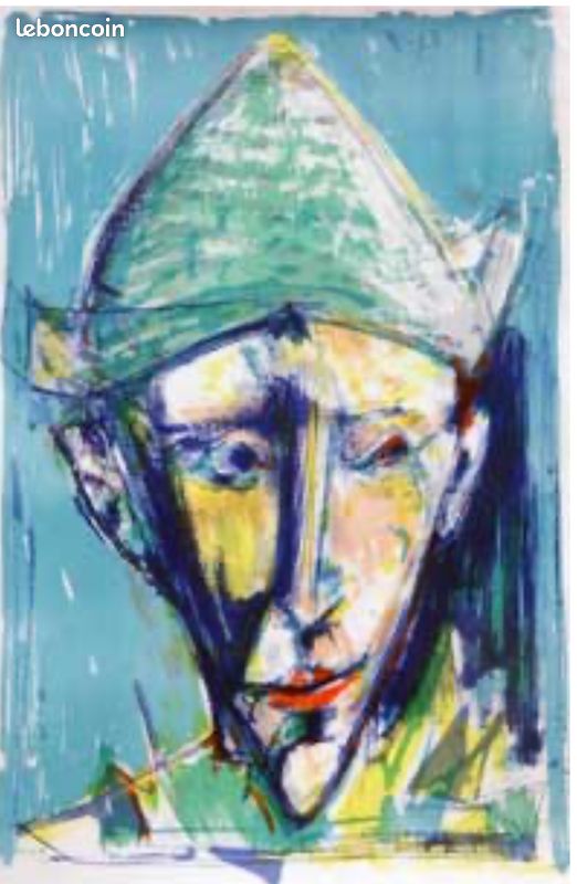 LORJOU lithographie ARLEQUIN SUR FOND BLEU (image 4)