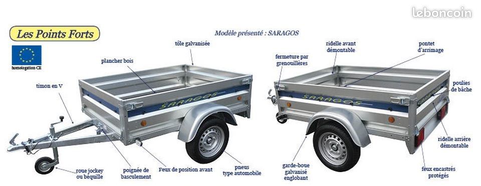 Promo Remorque Bagagère Routière Lider Saragos (image 3)