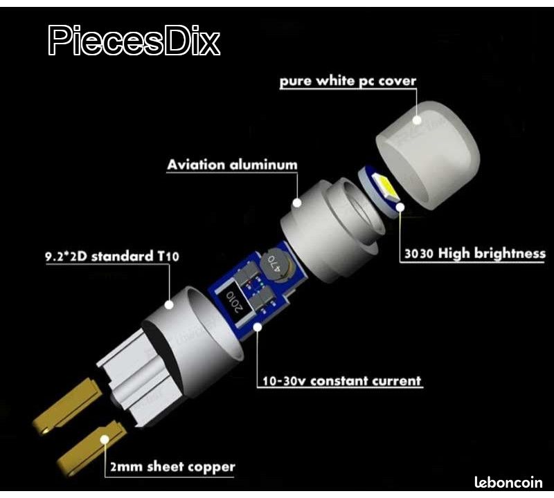 Ampoule led t10 w5w c30v - Équipement auto