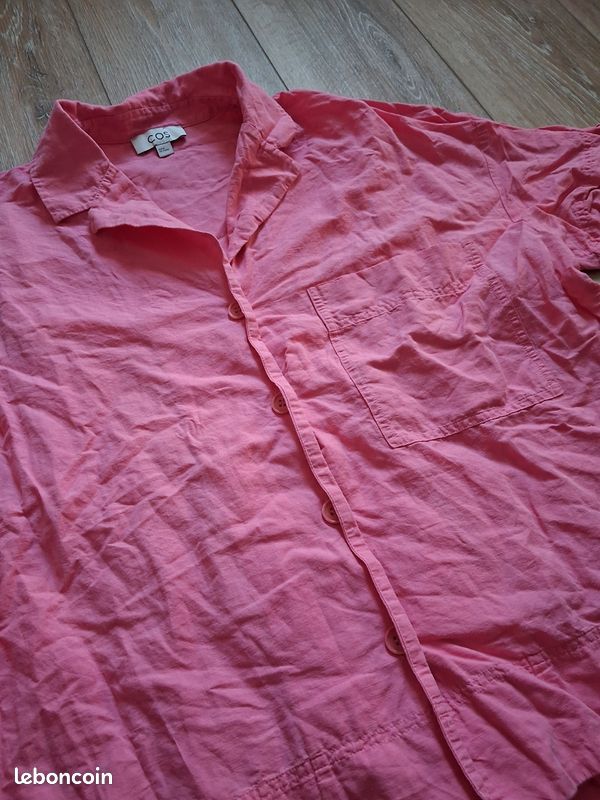 Chemisette femme COS rose en lin et coton Manches courtes Taille M (image 6)