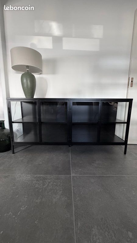Buffet / Vaisselier en métal acier noir vintage industriel (image 1)
