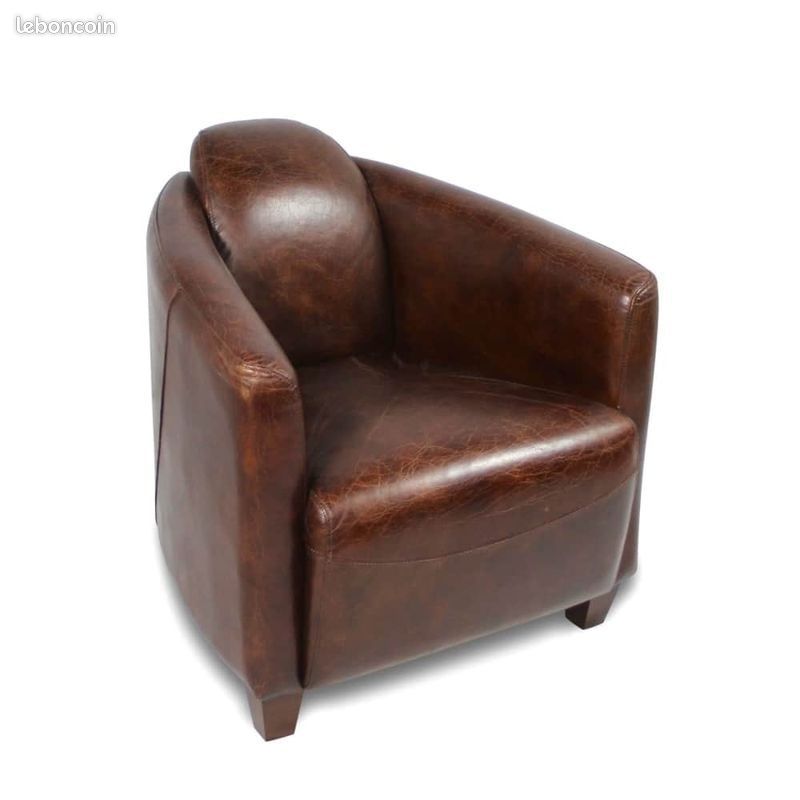 Fauteuil et Pouf en cuir NEUF (image 2)