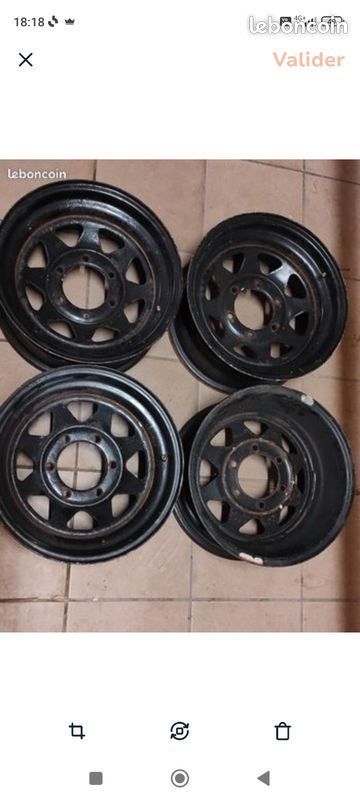 Vends lot de 4 Jantes tôles 15 pouces 6 trous de fixation avec valves (image 1)