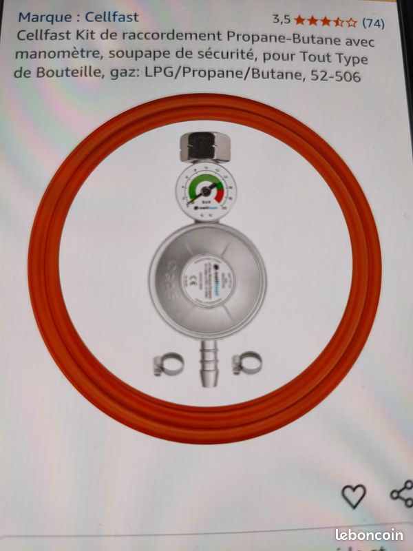 Réducteur Propane Butane Cellfast Kit Connexion Gaz Propane/Butane
