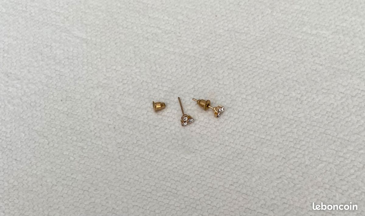 Boucles D’Oreille Cristal De Bohême Et Acier Doré – Marque Tres.Or, Neuf Avec étiquettes, Livraison 48H