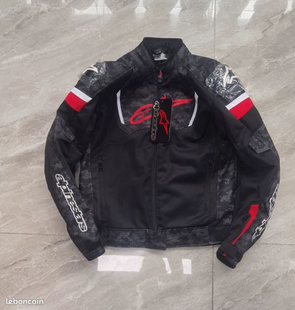 Blouson moto Alpinestars T‑GP IGNITION AIR maille taille XL CE2 camouflage noir rouge (image 1)