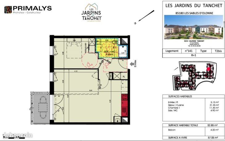 Appartement 2 pièces 52 m²