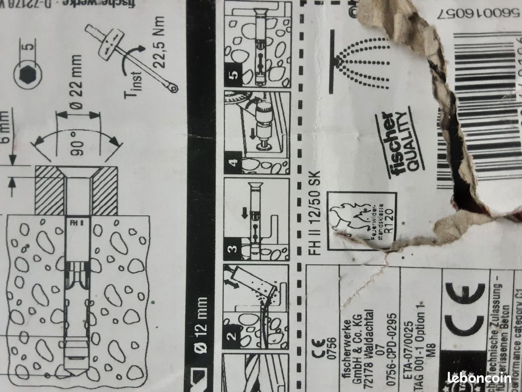 Boite de 25 chevilles haute performances fh ii 12/50 sk avec vis tête fraisée (image 8)