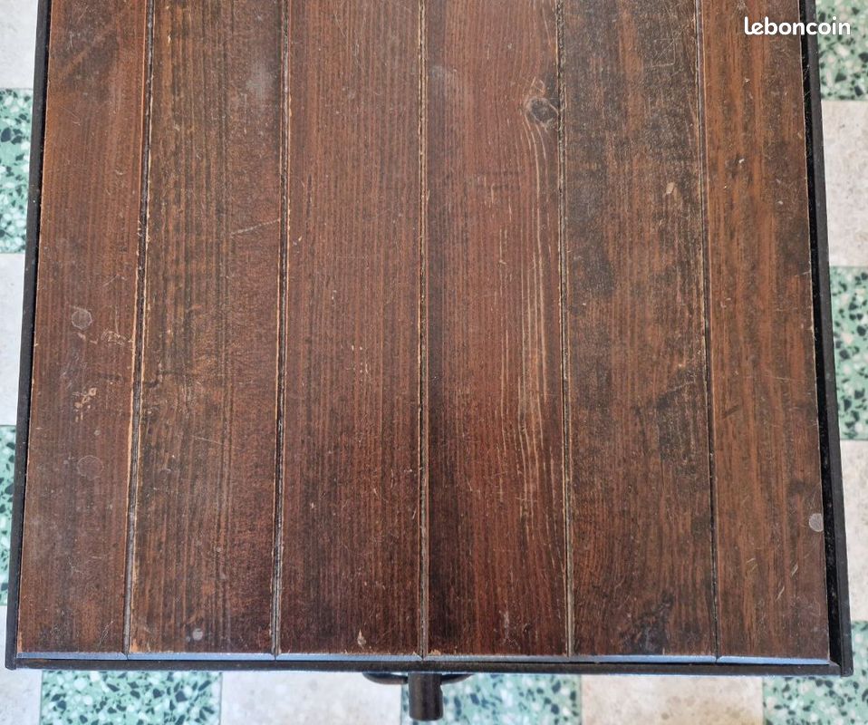 Très jolie table de salon originale, bois massif et fer forgé (image 15)