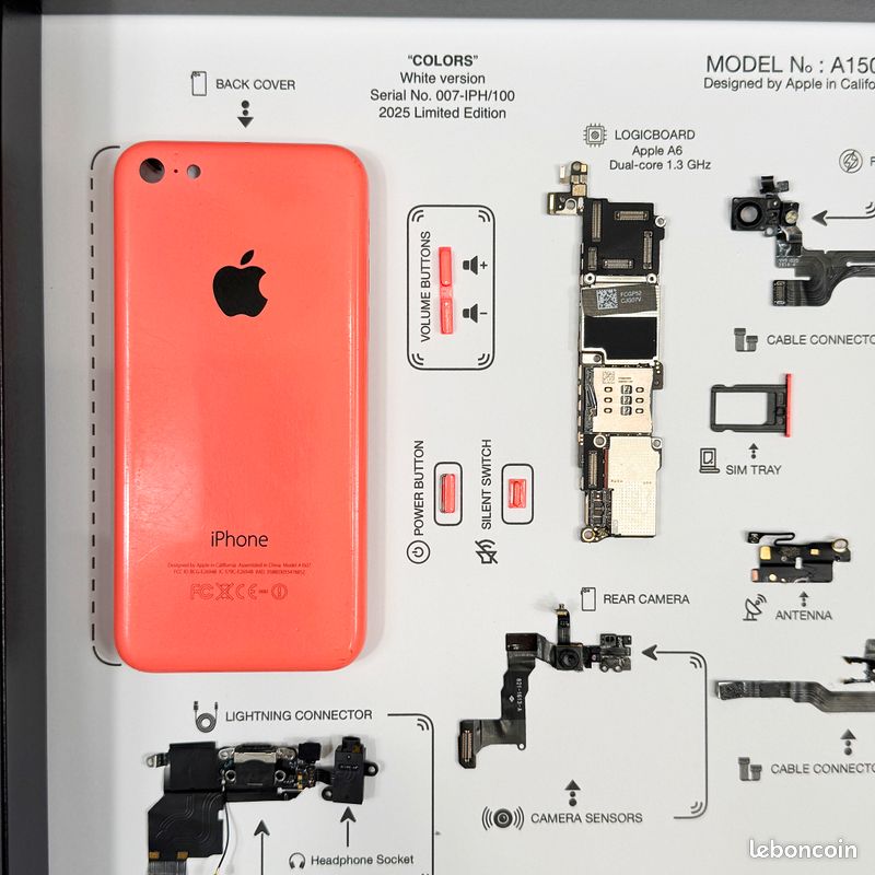 Cadre vitrine Apple iPhone 5C - Black Litchi
