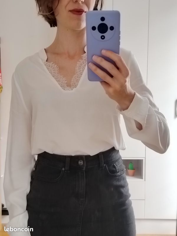 Blouse blanche à dentelle Vila T34 (image 1)
