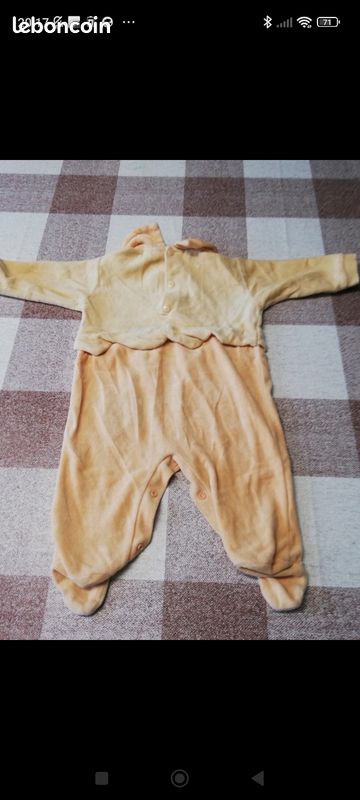 Pijama hiver touché velours jaune 6 mois 2 (image 3)