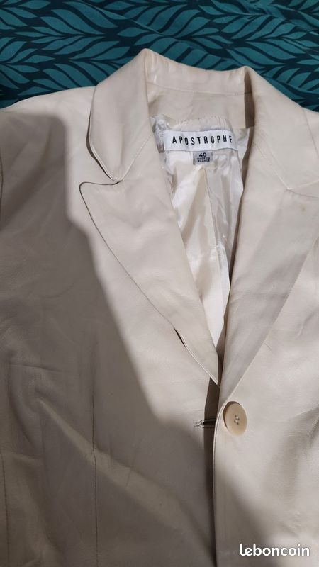 Veste blazer cuir Beige APOSTROPHE Taille 40 Femme Vêtements