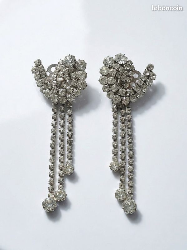 Boucles D'oreilles Vintage Strass – Paire – Élégantes Et Brillantes
