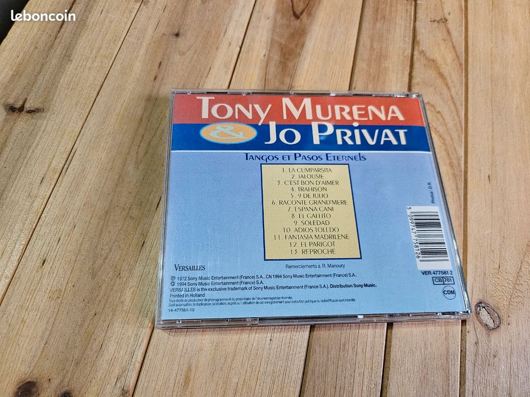CD Tony Murena Jo Privat
Tangos et pasos éternels
Bon état
CD2 (image 3)