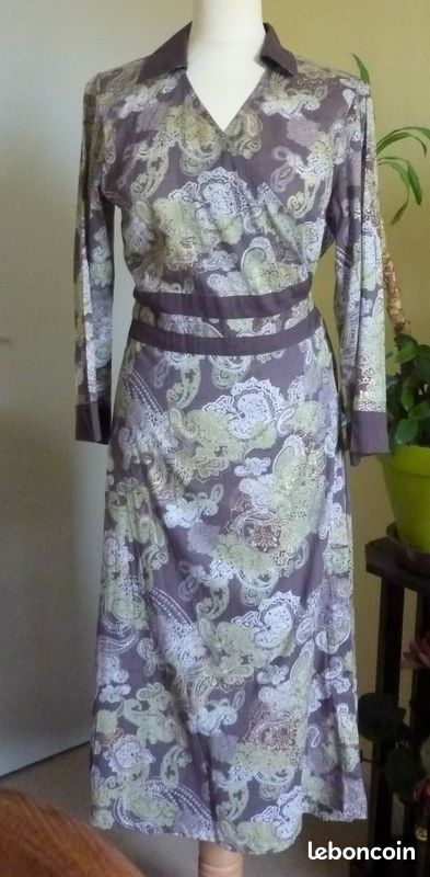 Très Belle Robe CACHE CŒUR PORTEFEUILLE Tons Vert LA FIANCEE DU MEKONG Taille M (38) NEUVE (image 1)