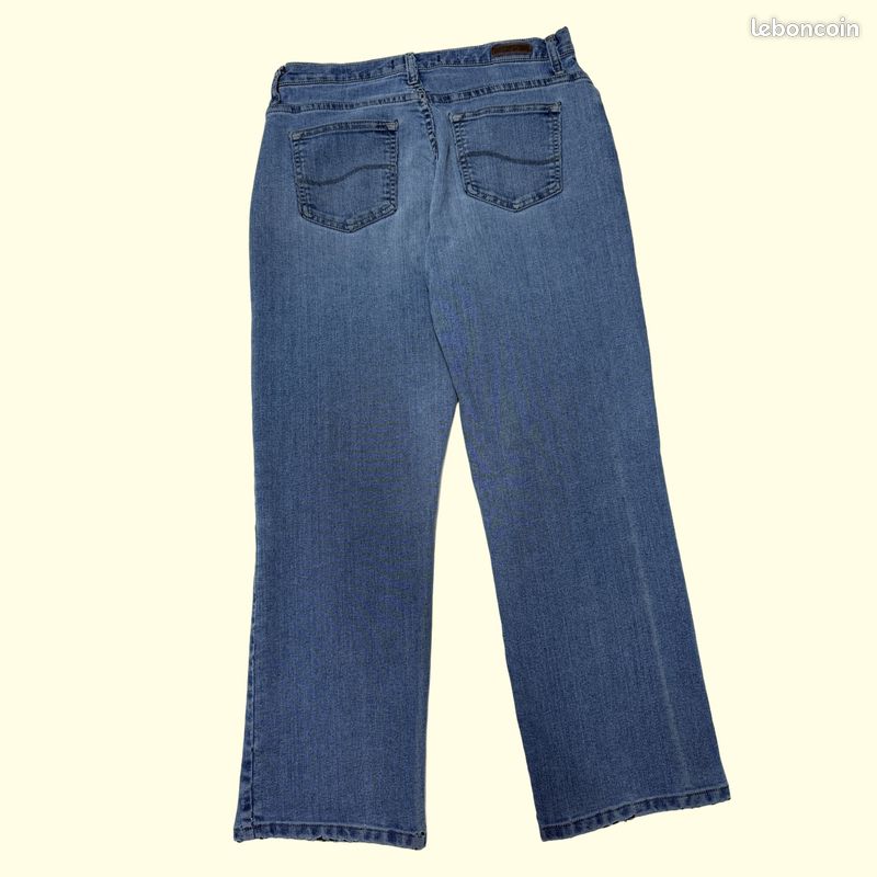 Jean large taille haute en coton Bleu I code - Femme | Place des Tendances
